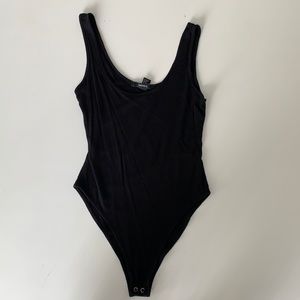 Black ribbed tank bodysuit
